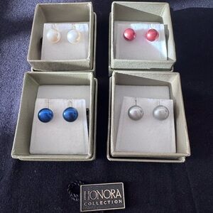 Honora Collection, freshwater pearl studs. Set of 4